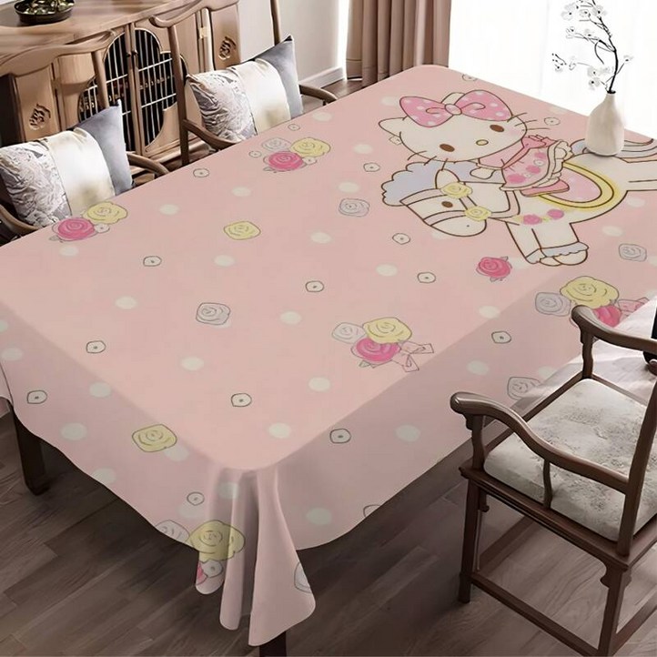 안녕하세요 K산리오 헬로 키티 식탁보 책상보 테이블보 크리스마스 피크닉 파티 생일 결혼식 웨딩 방수 책상 천 테이블 장식 고퀄리티 AW3058172