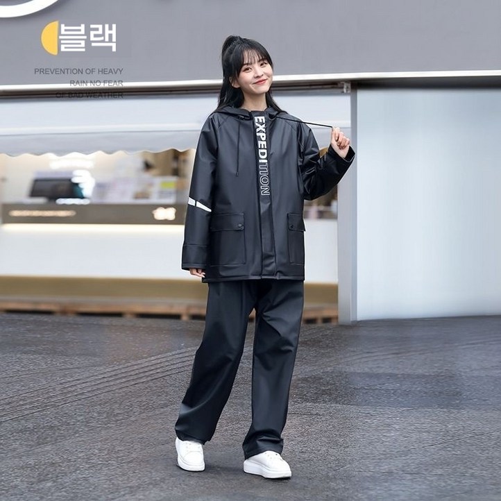싱싱덴덩 여자 우비 방수 우비 우비 분리 세트 루즈핏 스쿠터 아웃도어 재사용 골프 우비