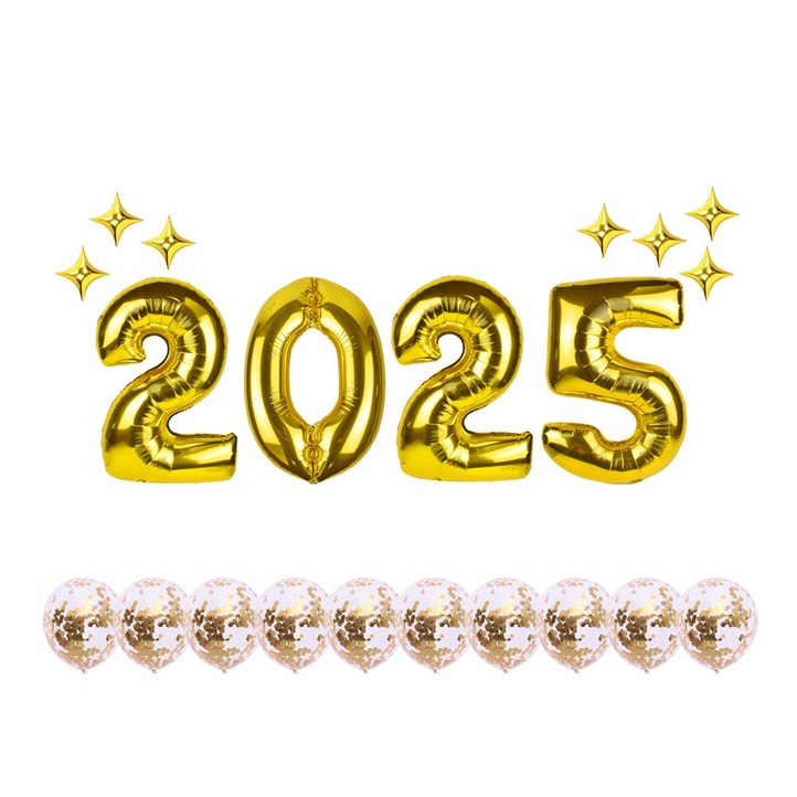 2025 대형 숫자 골드실버 2colors 은박 혼합풍선 해피뉴이어 파티 에브리띵스마일 1230, 1세트, 골드 대형
