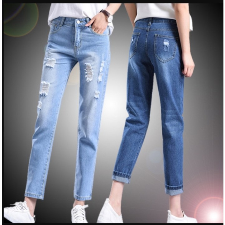 2차입고 FOOI 슬림 데미지 팬츠 구제청바지 9부데님 워싱데님 빈티지룩 빠른배송