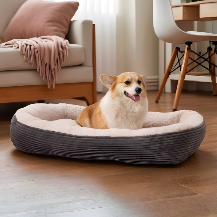 프리픽 통세탁 강아지 마약 방석 푹신한 쿠션 침대, 1개, 그레이