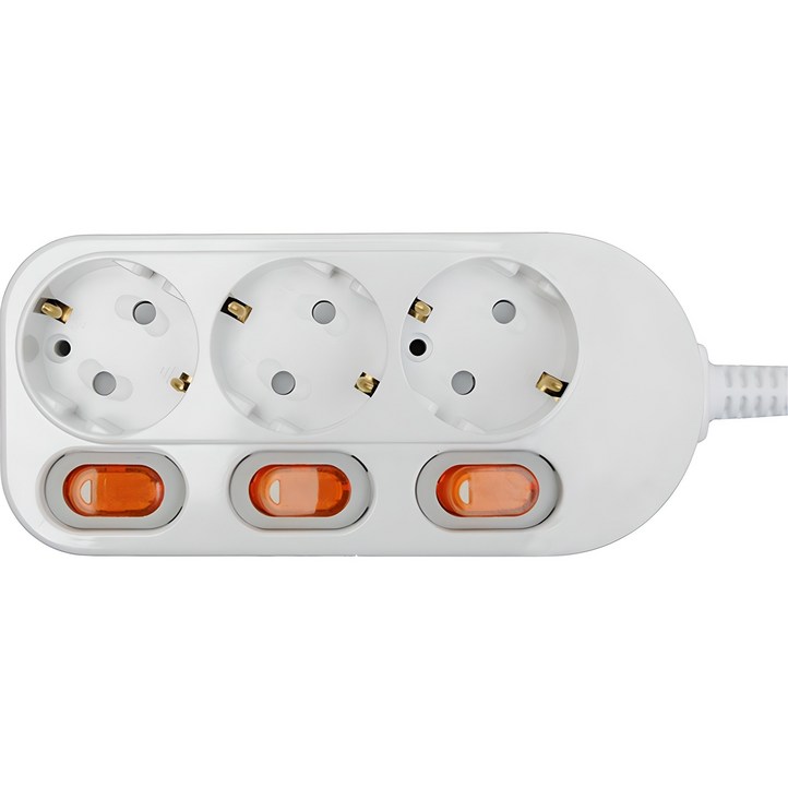 번개표 절전형 개별 스위치 멀티탭 3구 WIMC21633, 1.5m, 화이트, 1개