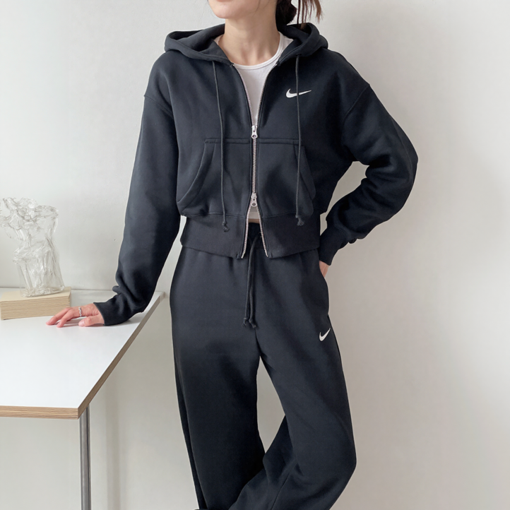 나이키 크롭 후드집업 맨투맨 피닉스 플리스 후디 트레이닝 셋업 세트 기모안감