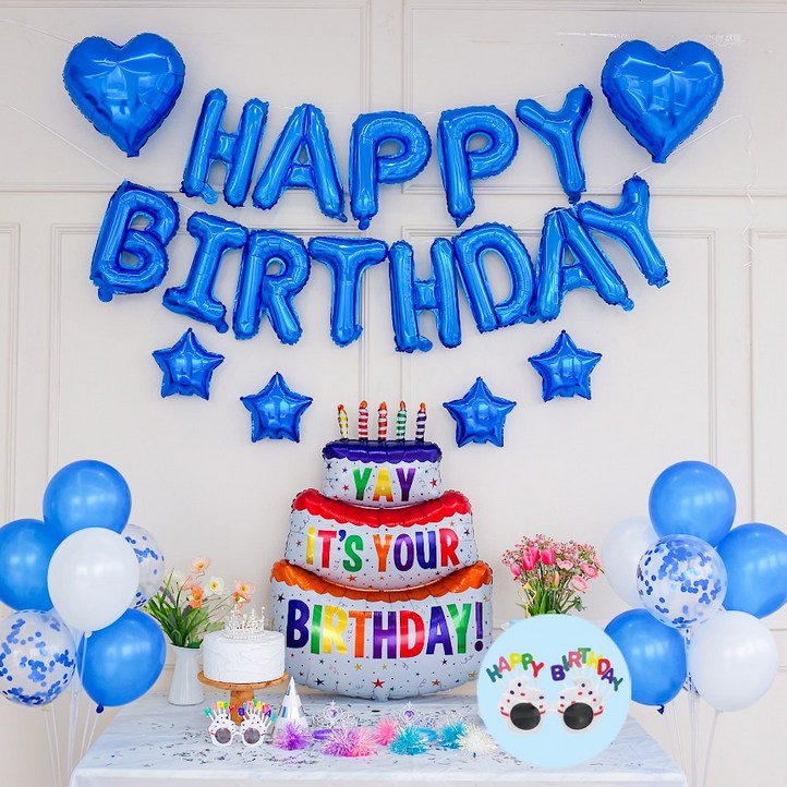 연지마켓 생일풍선 생일파티용품 세트, 캔들케이크 세트 연지마켓 생일풍선 생일파티용품 세트, 캔들케이크 세트