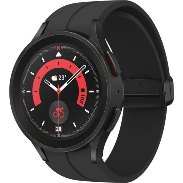 스마트워치 멀티 밴드 아웃도어 삼성 갤럭시 워치 5 프로45mm, WiFi 4G LTE 1.4인치 슈퍼 AMOLED GPS 블루투스, 슬립 코칭, 생체 활성 센서 - 블랙 티타