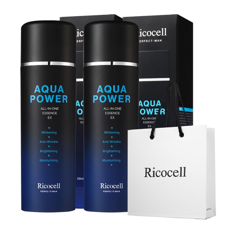 리코셀 퍼펙트 맨 아쿠아 파워 올인원 에센스  쇼핑백 미백 주름개선 기능성 탄력 수분 보습 선물