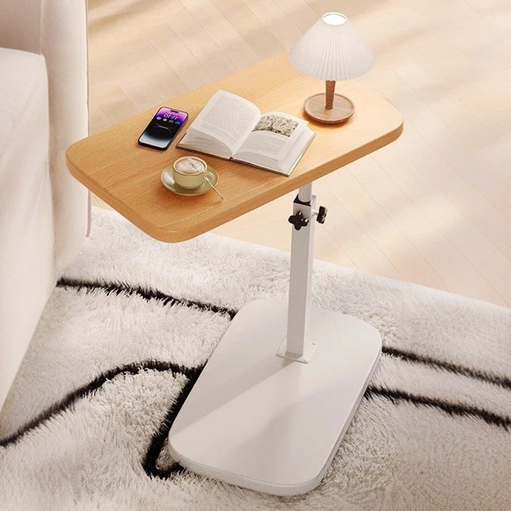 라온프리 쇼파 높이조절 사이드 테이블, 우드