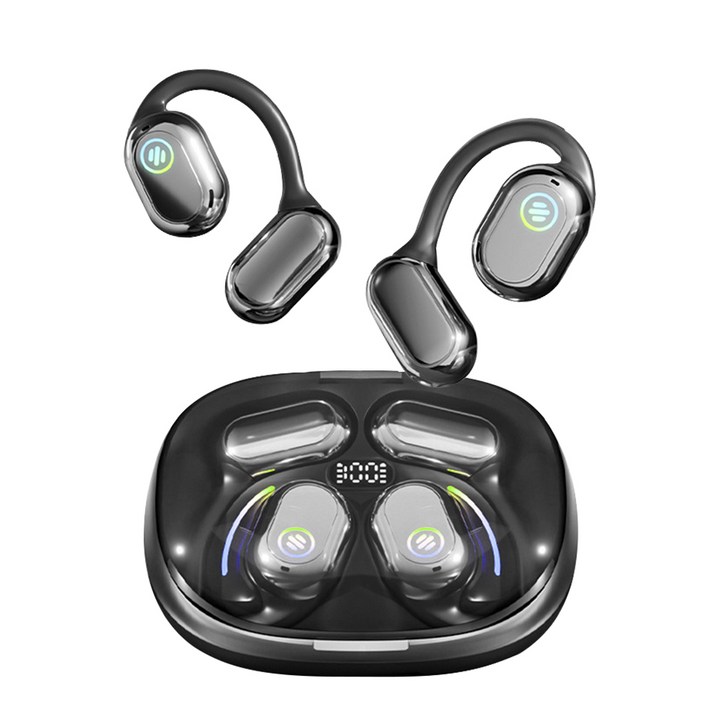헤몬팜 오픈이어 무선 이어폰 블루투스 이어폰 충전식 골전도 이어폰, 블랙,1개