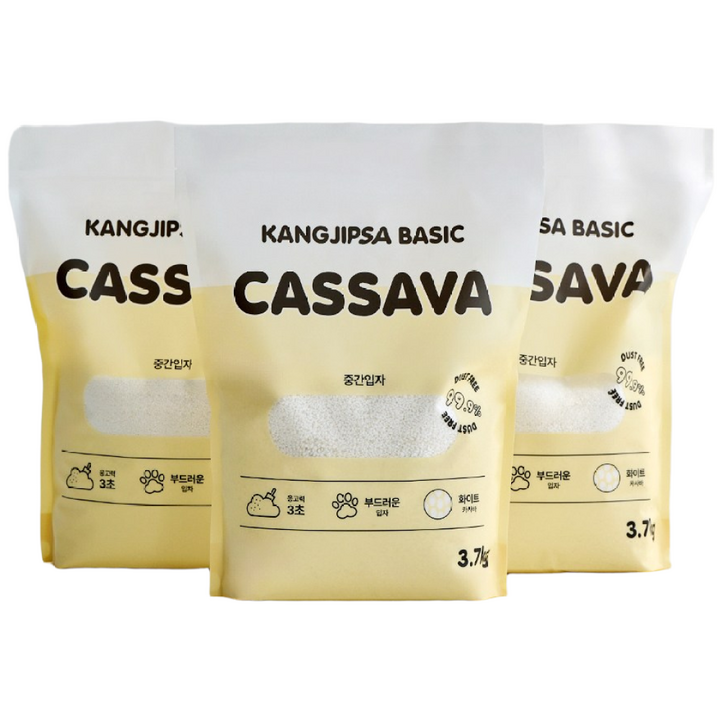 본사직영당일출고저가프리미엄 강집사 베이직 카사바 18L 카사바모래 먼지없는 응고형 고양이모래, 혼합입자, 3개, 3.7kg