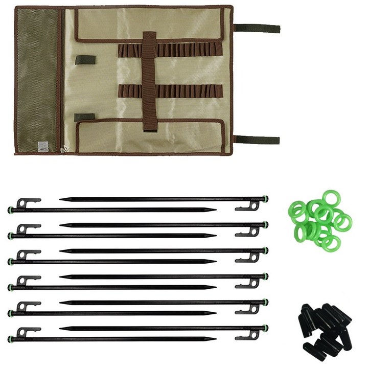 자캠 고강도 40cm 캠핑 단조팩 12개 세트 보호캡 야광링 롤팩가방