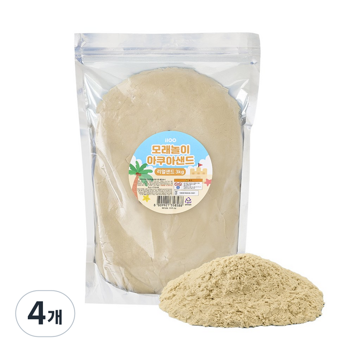 아이백 i100 실내 모래놀이 촉감놀이 아쿠아 매직 샌드, 4개, 3kg, 리얼샌드