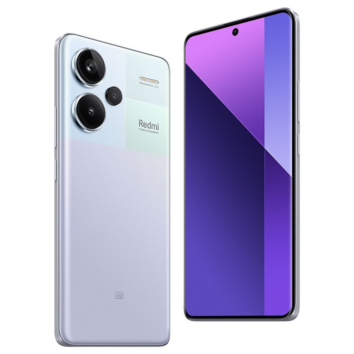 월드 프리미어 글로벌 버전 Xiaomi Redmi Note 13 Pro+ Plus 5G 스마트폰 200MP OIS 카메라 1.5K 120Hz AMOLED 커브드 디스플레이 120W, 퍼플, 512GB