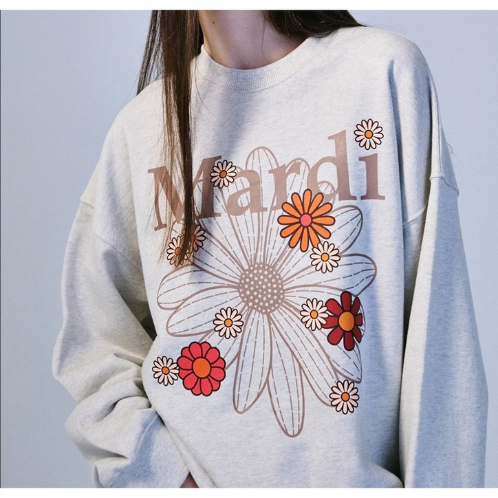 마르디 메크르디 꽃무니 스위터 회색 FREE 사이즈 SWEATSHIRT FLOWERMARDI BLOSSOMOATMEAL TAUPE