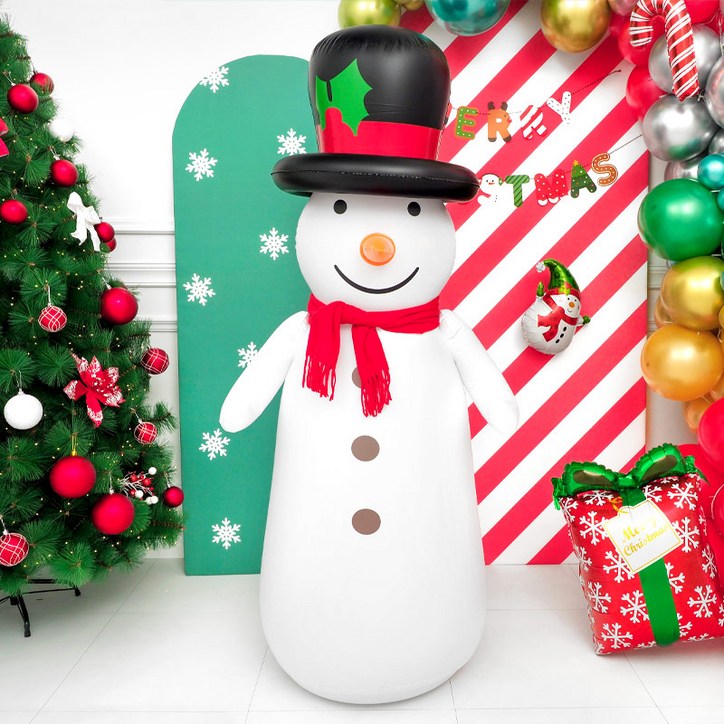 크리스마스 오뚝이 대형 튜브 풍선 140cm 눈사람