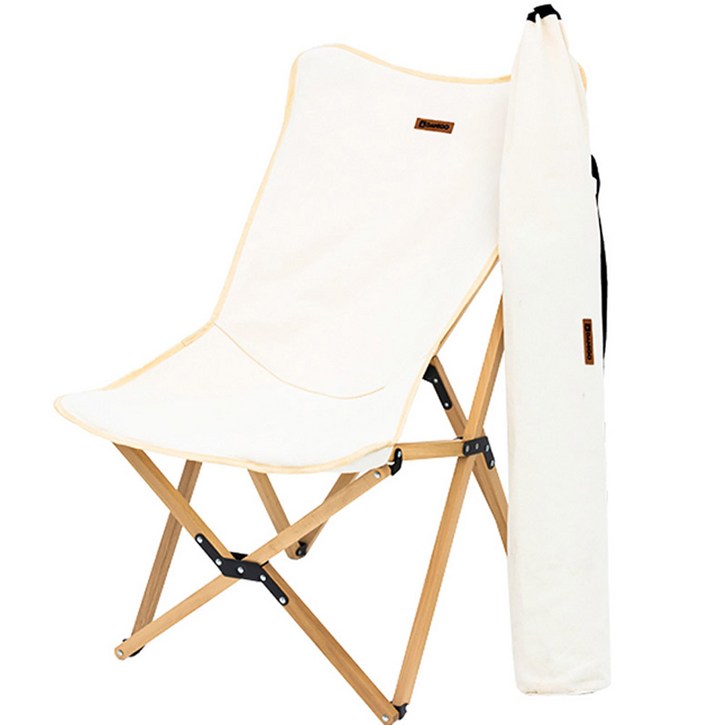 다니고 감성 캠핑 접이식 우드 릴렉스 체어 대형  전용 파우치 세트, 베이지, 1개