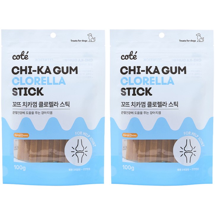 꼬뜨 치석 제거 치카껌, 클로렐라, 100g, 2개