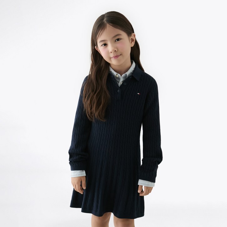 타미힐피거 케이블 스웨터 면 원피스