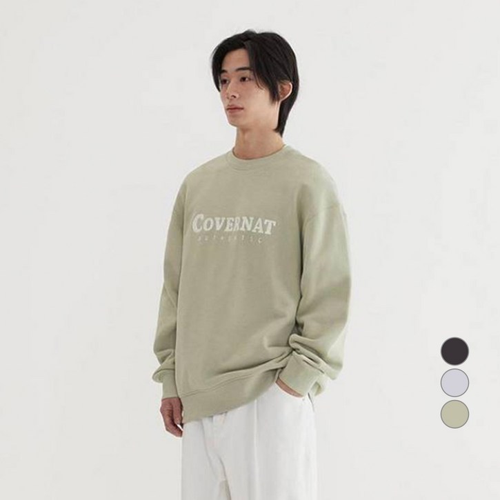 커버낫 남녀공용 어센틱 로고 맨투맨