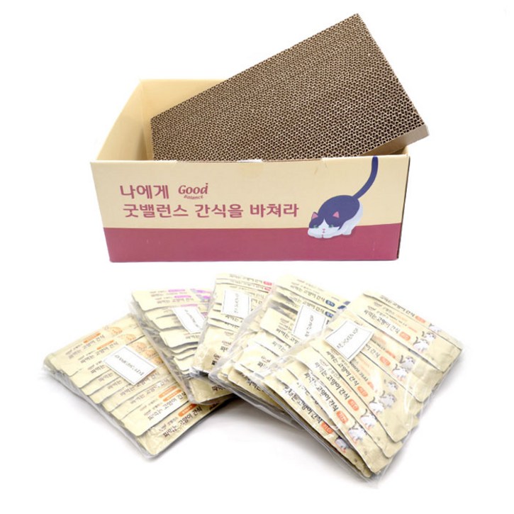 굿밸런스 짜먹는 고양이 간식 200p  스크래쳐 박스 세트