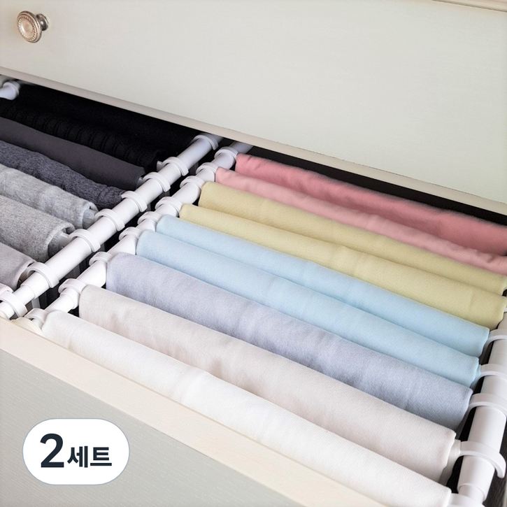코랄나인 디오거나이저 옷정리 서랍장 세트 옷걸이판 10p  압축봉 2p, 화이트, 2세트