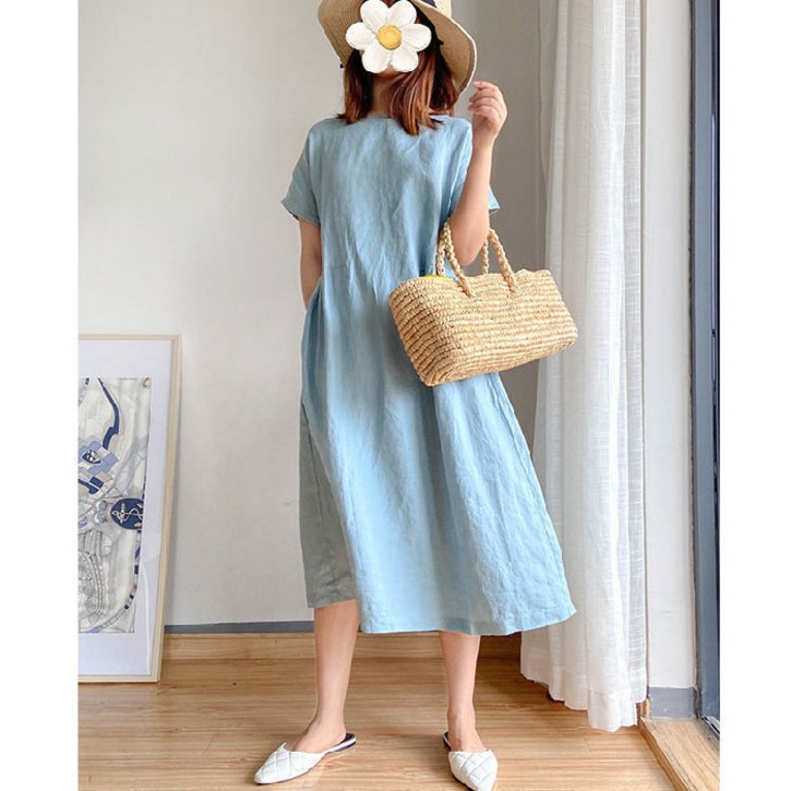 캐치 린넨 박시핏 롱원피스