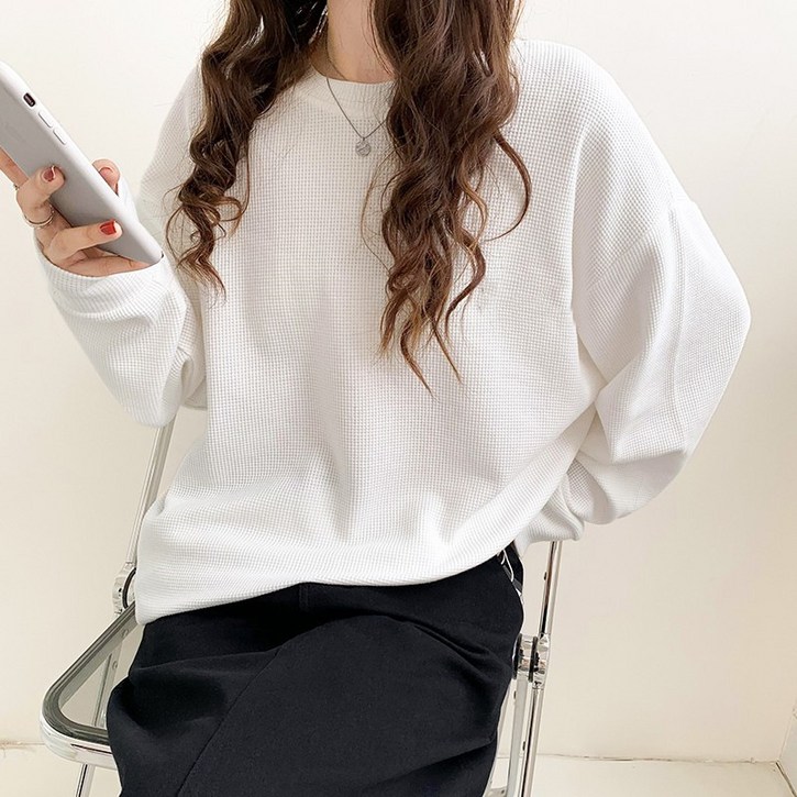 피어니스트 무지 라운드 캐주얼 플러스 맨투맨