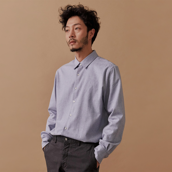 RAUMMEN 남성용 멜란지 캐주얼 셔츠 RAUMMEN 남성용 멜란지 캐주얼 셔츠