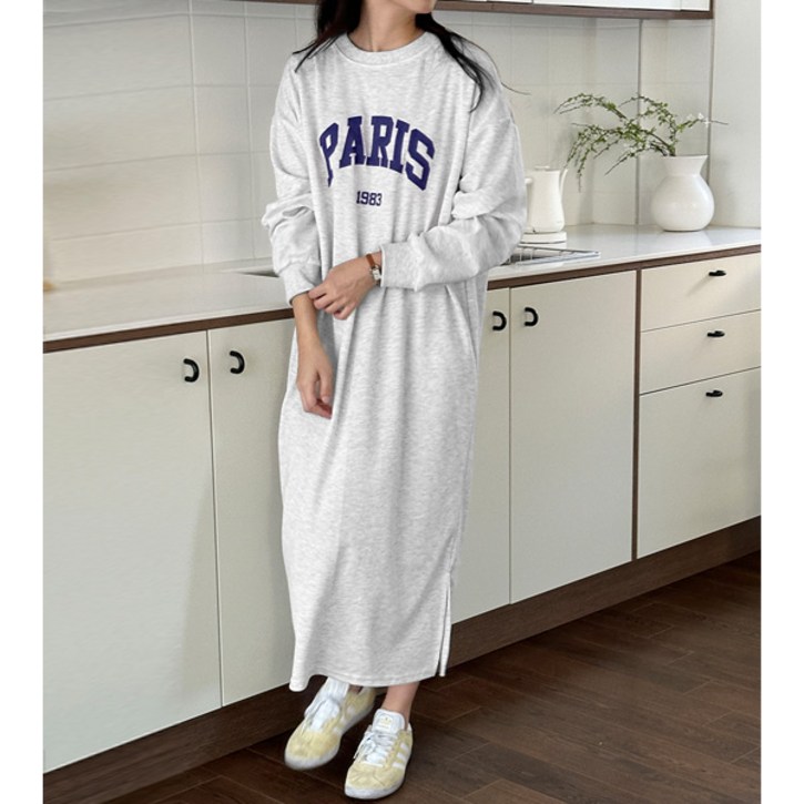 마이쏭 겨울기모원피스 따뜻한기모 루즈핏 빅사이즈 1983레터링롱원피스(기모)