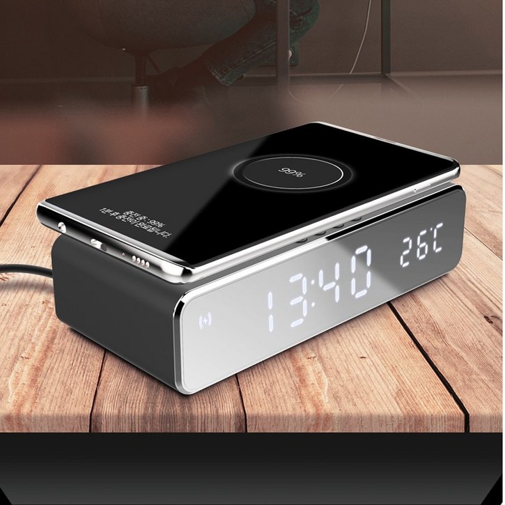 KAUF 10W 고속 무선충전패드 LED 알람시계 탁상용 충전기 에어팟 버즈 무선충전 KAUF 10W 고속 무선충전패드 LED 알람시계 탁상용 충전기 에어팟 버즈 무선충전