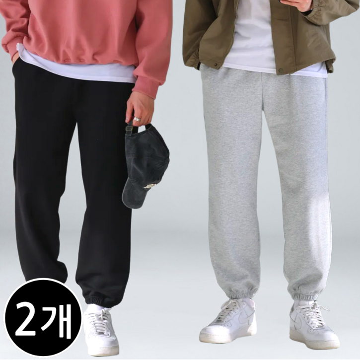 2장 세트 남녀공용 트레이닝 밴딩 기모 조거 팬츠 빅사이즈 63762