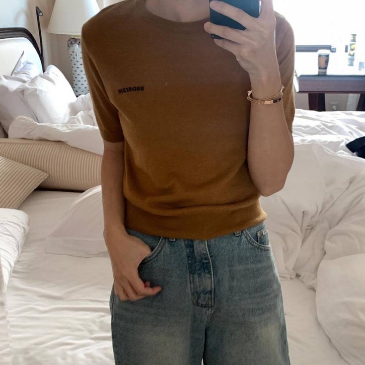 언더슨 여성 캐시미어 라운드반팔니트