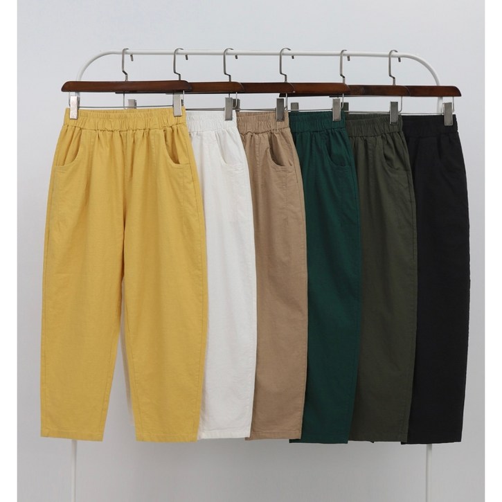 여성 밴딩 바지 배기팬츠 루즈핏 항아리핏 면 스판 여름 팬츠 편한 데일리 바지