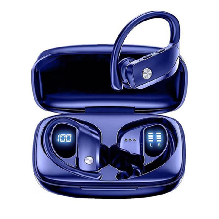 Elsecho 듀얼 블루투스 5.0 이어폰 스포츠 방수 무선 방수 이어폰, 블루(T16)