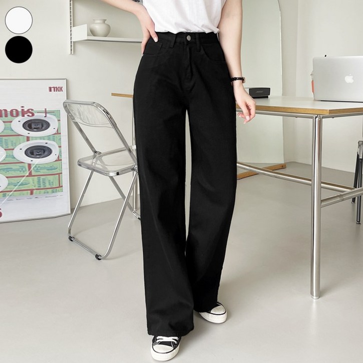 가비진 여성용 롱/숏기장 선택! A라인 베이직 코튼 일자 와이드 팬츠 바지 키큰녀/키작녀 면바지