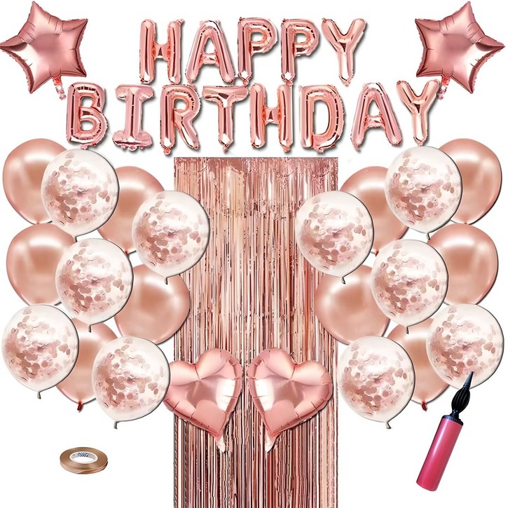 뷰라뷰 해피벌스데이 생일 파티 풍선 풀세트  손펌프  풍선테이프