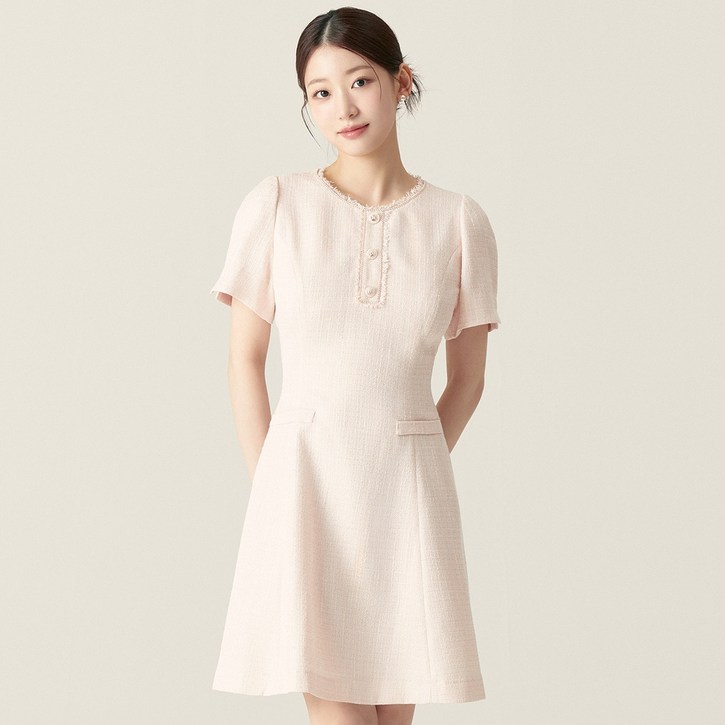 로엠 트위드 반팔 미니 원피스RMOWF24S11 울산점 뉴코아