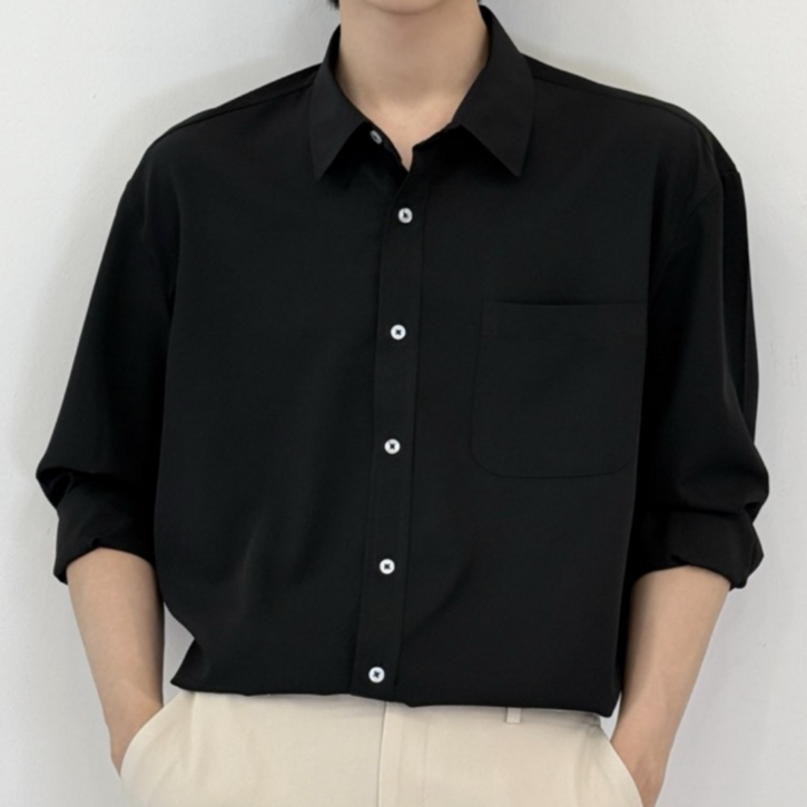 데이로아 남자 빅사이즈 오버핏 남방 링클프리 캐주얼 긴팔셔츠