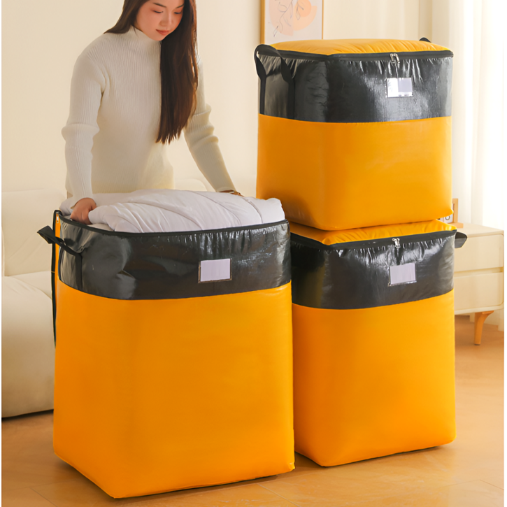 2pcs 튼튼한 초대형 이사 가방 180L 손잡이 이불 정리 옷 이삿짐 캠핑 이사박스, 2개, 오렌지