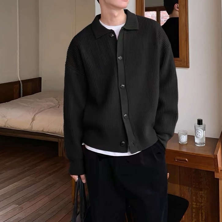 아이엠몽 남성 카라 코튼 셔츠형 가디건