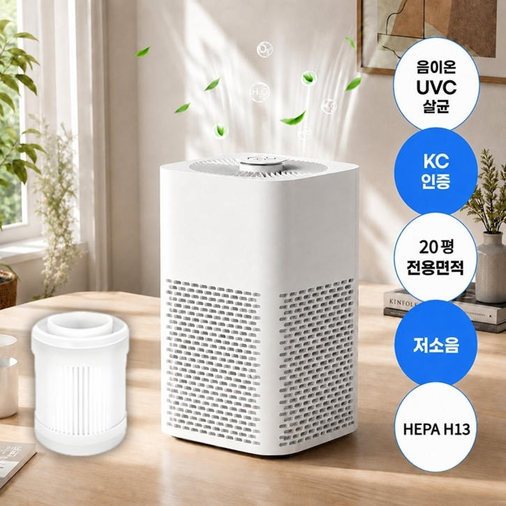 Nicoliley 미니 공기청정기 초미세먼지 제거 냄새제거 저소음 공기청정기 원룸 사무실 소형 가정용