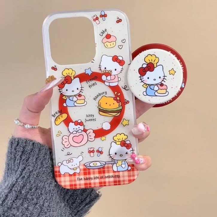 귀여운  케익 쿠킹 키티 삼성 갤럭시  울트라 케이스 맥세이프 그립톡 자석 업그레이드