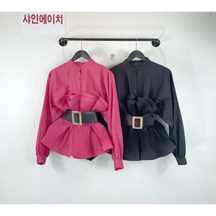 허리아코디언물결 벨트셔츠 긴팔블라우스 간절기 특이한셀럽블라우스 허리아코디언물결 벨트셔츠 긴팔블라우스 간절기 특이한셀럽블라우스