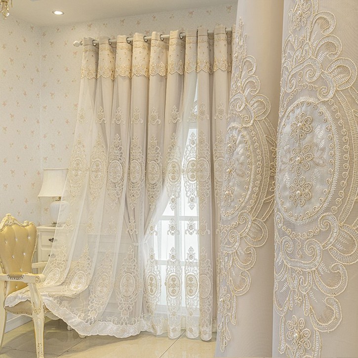 아일렛형 유럽식 귀족 럭셔리자수 고급 차광 3단 커튼입니다 11