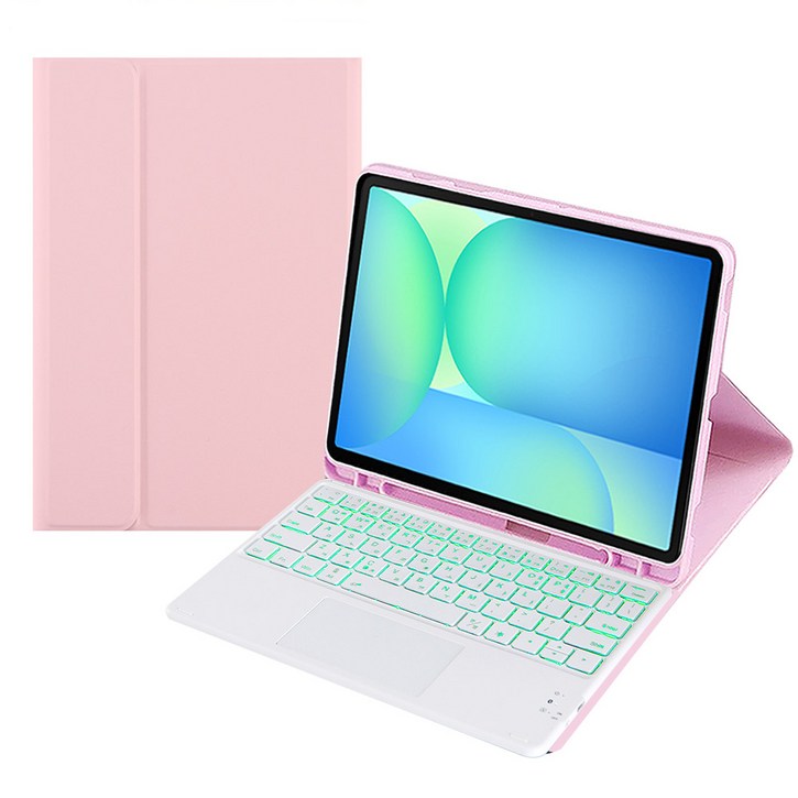 갤럭시탭 S10fe 탭S9fe S9 무선 LED 터치패드 키보드 북커버 케이스 S펜 수납, 베이비핑크, 1개
