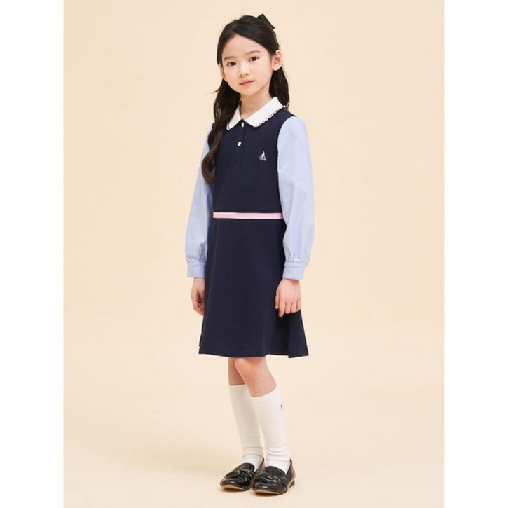 브랜드정품빈폴키즈 BEANPOLE KIDS 신학기 피케 원피스 네이비 BI4171G01R 봄신상 여아선물