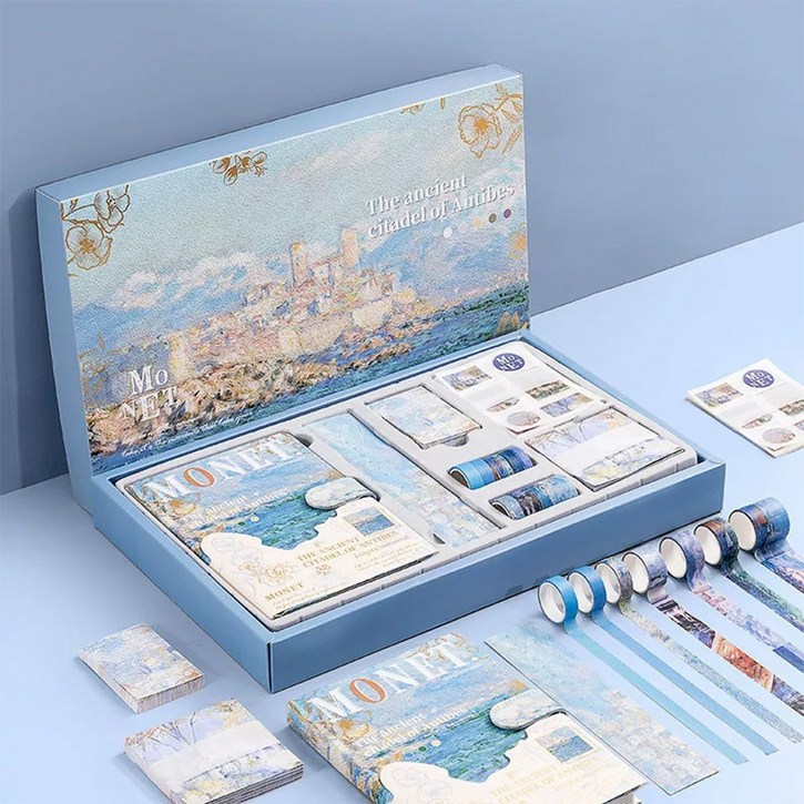 라인블루 감성 유화 다이어리 꾸미기세트, 아이스 블루