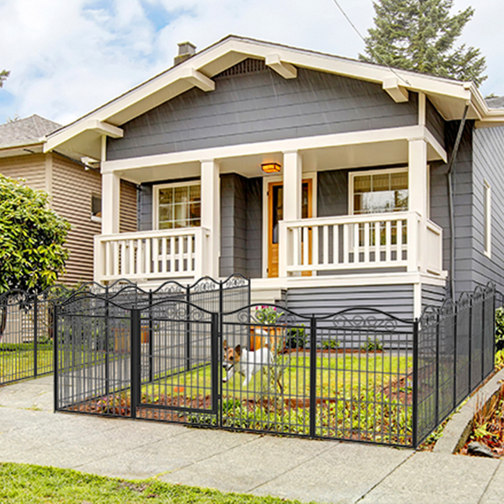 Bingopaw 강아지 실내외 대형 철제 울타리 펜스 8p, 블랙 190*63*88cm