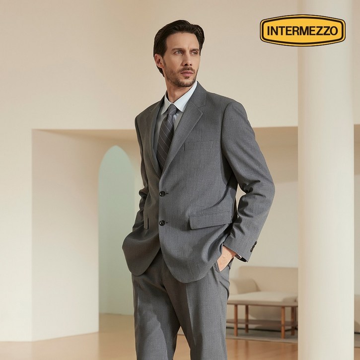 인터메조 25SS 비즈니스 그레이 스트레치 수트 봄 여름 결혼식 면접 정장 하객룩