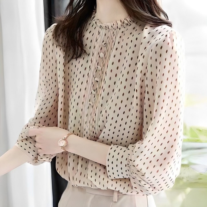 루스리더 여성 슬림핏 캐주얼 고급 긴팔 블라우스  E733