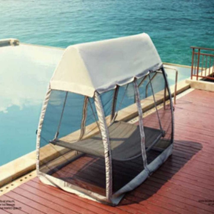 흔들 발코니 해먹 야외 침대 팬션 텐트 모기장 캠핑 의자, 1개, 카키색